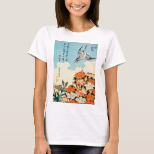 T-shirts サツキに小鳥, azálea de Satsuki do 北斎 e