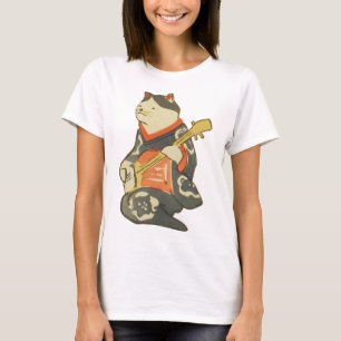 T-shirts 三味線を弾く猫, gato do 国芳 que joga a g