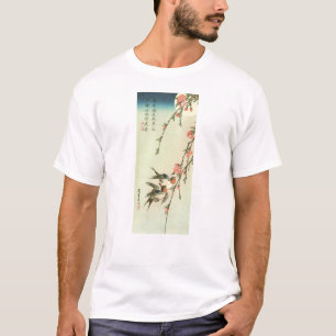 T-shirts 桃 の 花 燕, 広 重 Peach Blossom and Swallow, Hiroshige