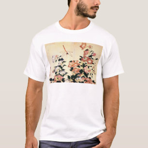 T-shirts 桔 梗, 北 斎 Bellflower e Dragonfly, Hokusai, Ukiyoe
