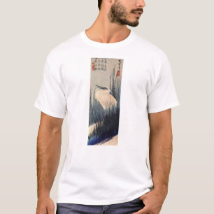 T-shirts 葦に白鷺, garça-real do 広重 e junco branco