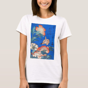T-shirts 鳥 と 薬, 北 斎 Bird e Peony, Hokusai, Ukiyoe