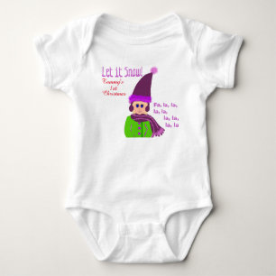T-shirts 1º Natal Menina Chapéu Roxo Deixe Nevar