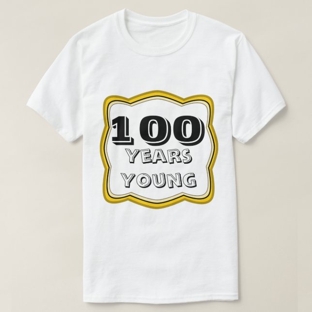 T-shirts 100 anos aniversário dos jovens de 100th (Frente do Design)