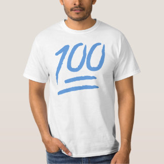 T-shirts "100" claros - T azul do mundo de Emoji