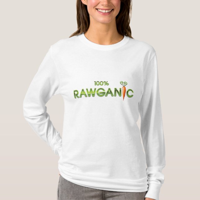 T-shirts 100% comida crua de Rawganic - cenoura (senhoras) (Frente)
