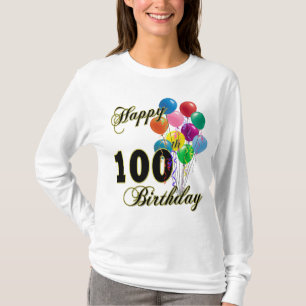 T-shirts 100th presentes de aniversário e roupa felizes do