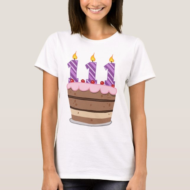 T-shirts 111 anos no Bolo de Aniversário (Frente)