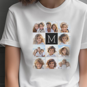T-shirts 11 Colagem de Fotos em Grid com Monograma