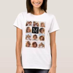 T-shirts 11 Monograma Preto Personalizado de Colagem de Ins