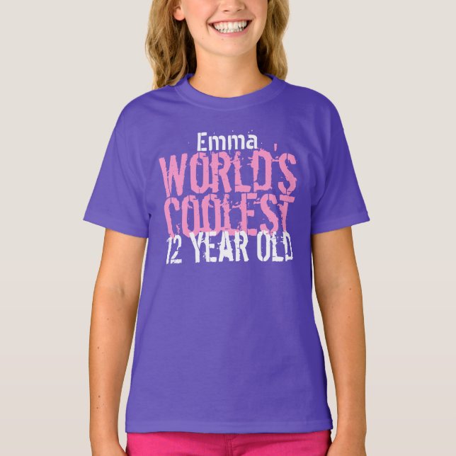 T-shirts 12 Birthday Gift World's Fresco 12 Anos (Frente)