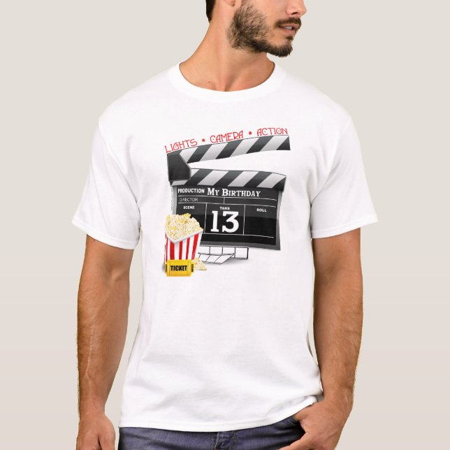 T-shirts 13 Birthday Movie Party (Frente)