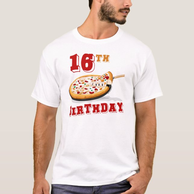 T-shirts 16ª festa de aniversário da pizza (Frente)