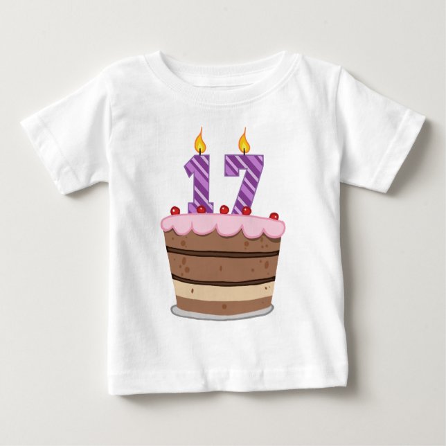 T-shirts 17 anos de idade no Bolo de Aniversário (Frente)