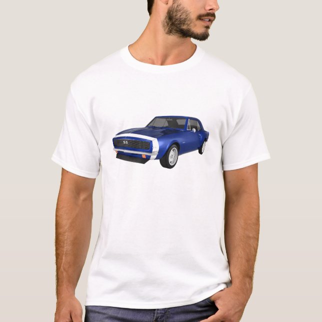 T-shirts 1967 Camaro SS: Término Azul: Modelo 3D: (Frente)