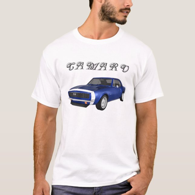 T-shirts 1967 Camaro SS: Término Azul: Modelo 3D: (Frente)