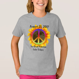 T-shirts 2017 eclipse solar, girassol e símbolo de paz