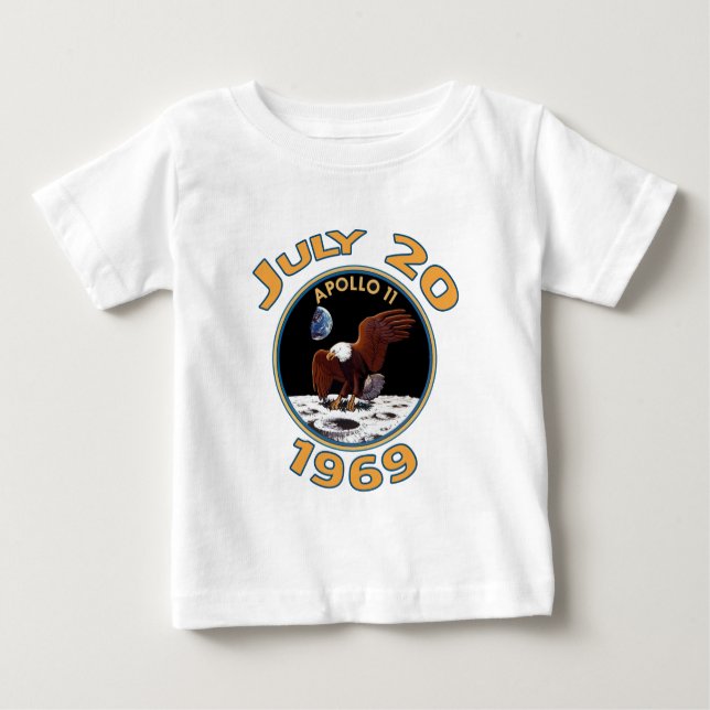 T-shirts 20 de julho de 1969 Missão Apollo 11 à Lua (Frente)
