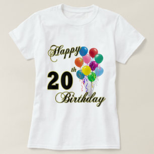 T-shirts 20o aniversário feliz com balões