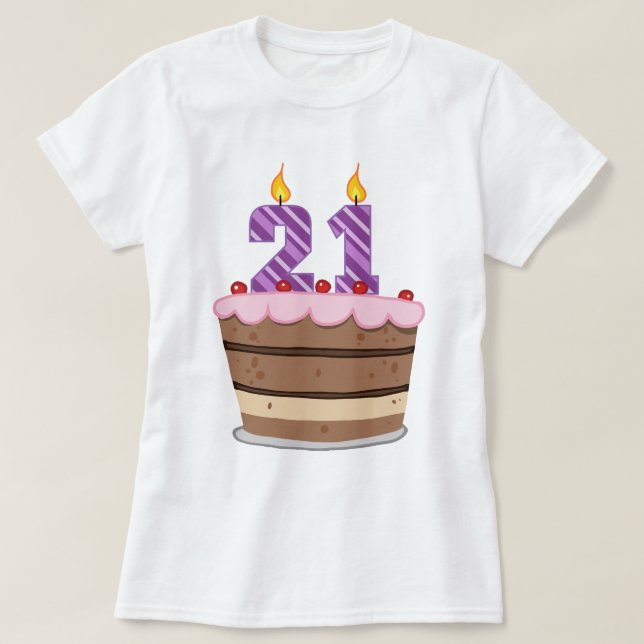T-shirts 21 anos de idade no Bolo de Aniversário (Frente do Design)