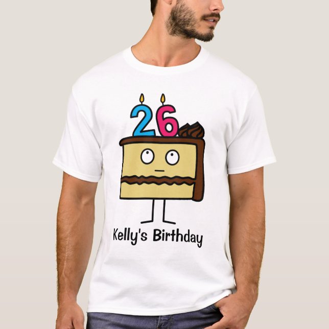 T-shirts 26o Bolo de aniversário com velas (Frente)
