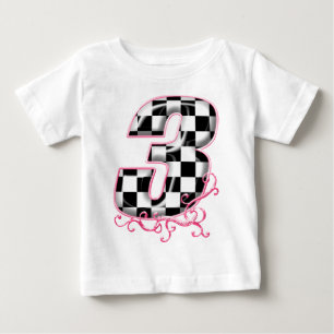 T-shirts 3 número de sinalizador verificado rosa