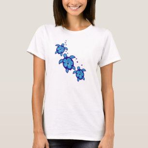 T-shirts 3 tartarugas azuis de Honu
