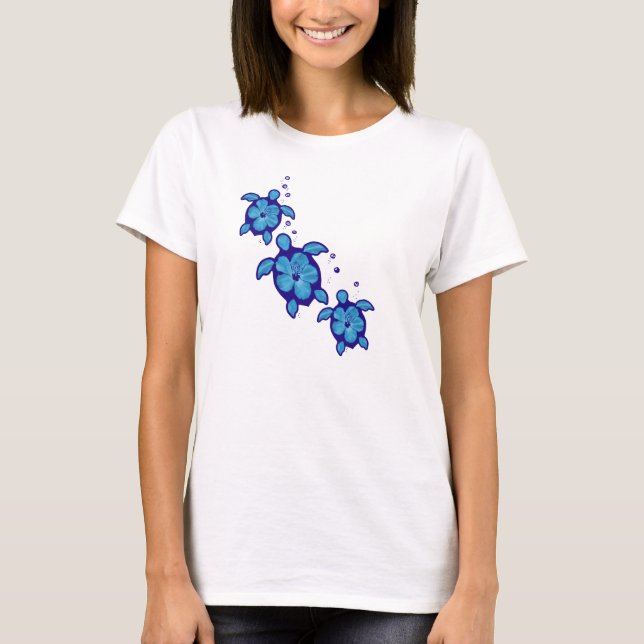 T-shirts 3 tartarugas azuis de Honu (Frente)