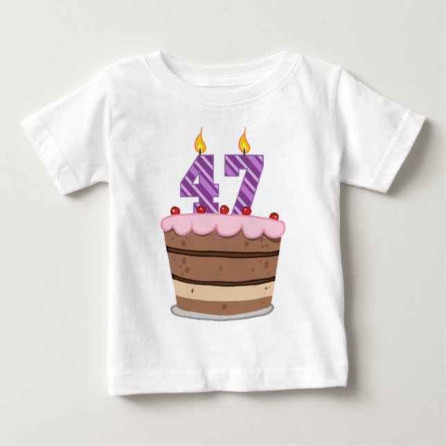 T-shirts 47 anos no Bolo de Aniversário (Frente)