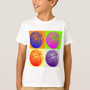 T-shirts 4 Cores de basquete de Pop