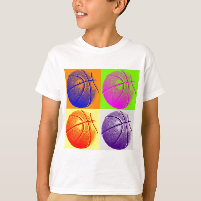 T-shirts 4 Cores de basquete de Pop (Frente)