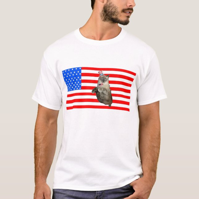 T-shirts 4 de julho Cat (Frente)