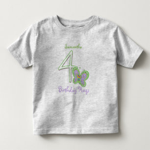 T-shirts 4o A borboleta do aniversário abraça o nome feit