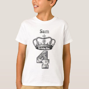 T-shirts 4o Rei Coroa e camuflagem V01F do aniversário