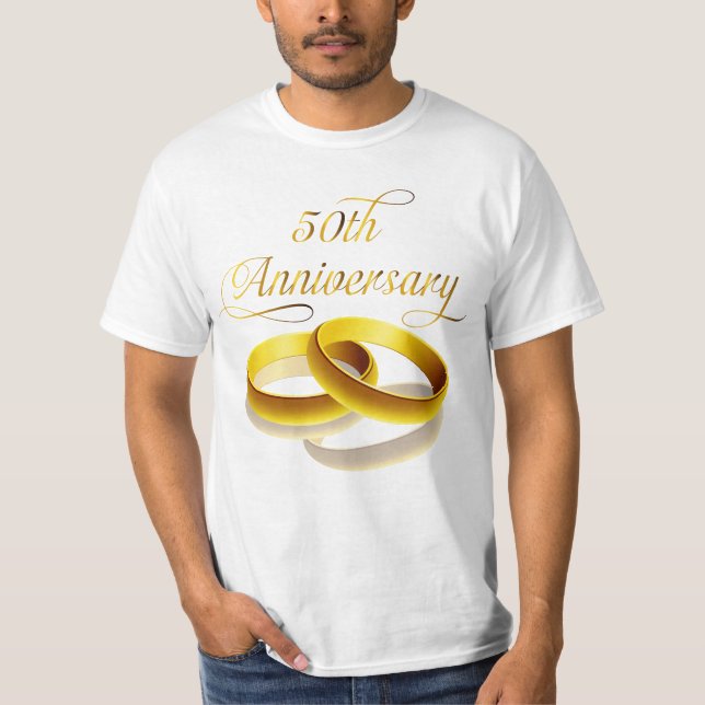 T-shirts 50º aniversário | Script Dourado (Frente)