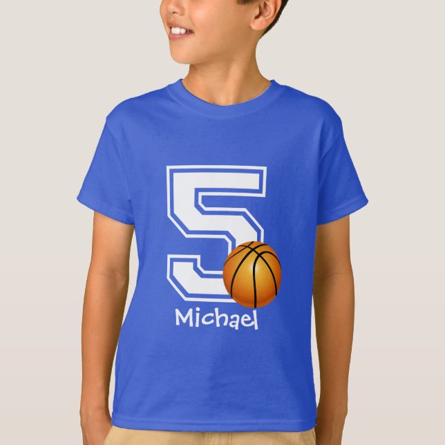 T-shirts 5 Birthday boy basquete personalizado- 2 (Frente)