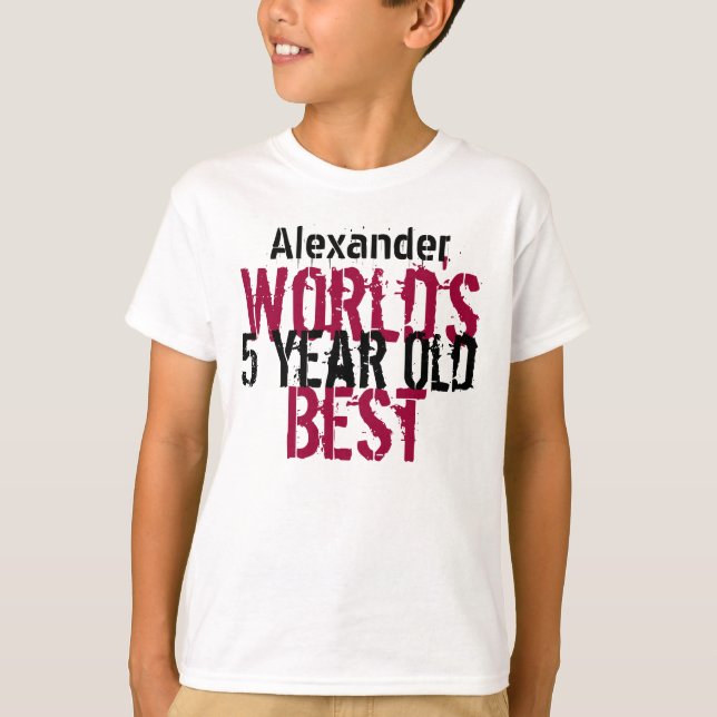 T-shirts 5 Birthday Gift World's Best 5 Year Old Boy (Frente)