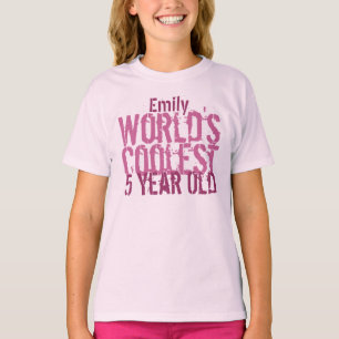T-shirts 5 Birthday Gift World's Mais Fria Garota de 5 Anos