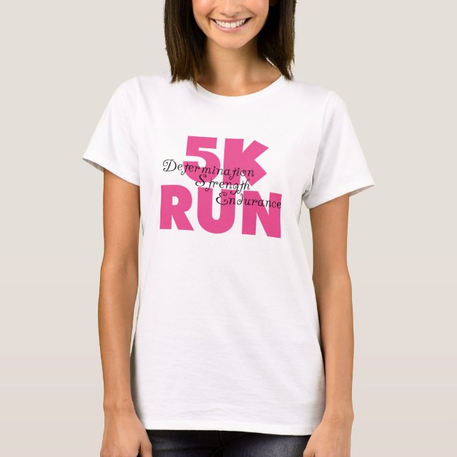 T-shirts 5K - Executar rosa (Frente)