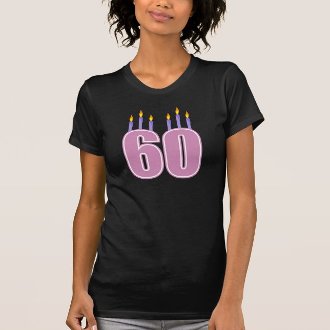 T-shirts 60 velas do aniversário (rosa/roxo) (Frente)