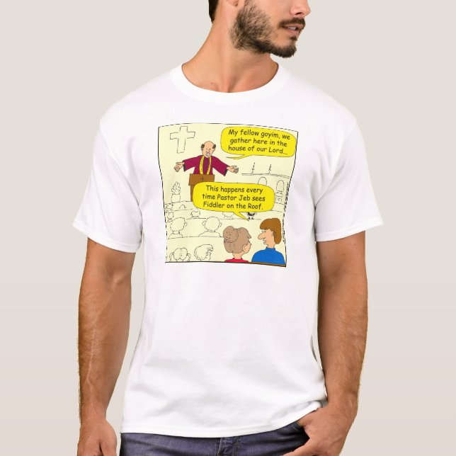 T-shirts 673 Pastor vai ao Cartoon Fiddler (Frente)