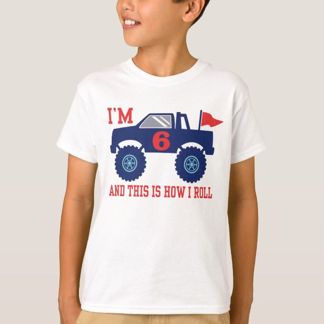 T-shirts 6 Birthday Monster Truck (Frente)