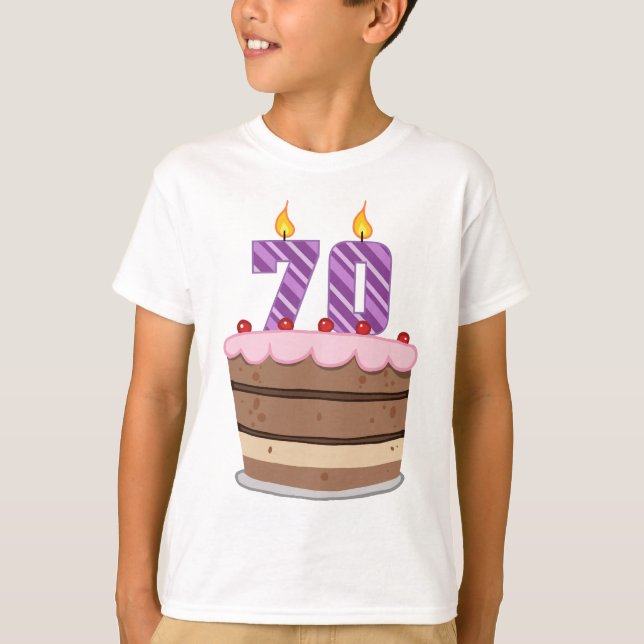 T-shirts 70 anos no Bolo de Aniversário (Frente)