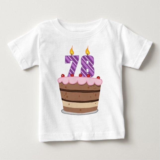 T-shirts 78 anos no Bolo de Aniversário (Frente)