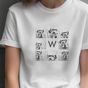 T-shirts 8 Colagem de Fotos Monograma Personalizado Preto e