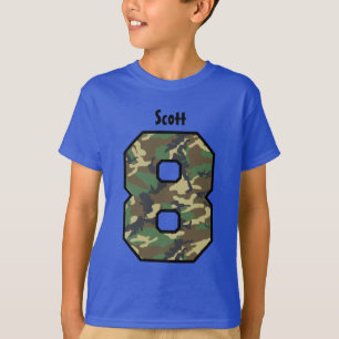 T-shirts 8o Menino Camo do aniversário um nome feito sob