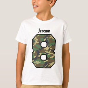 T-shirts 8o Menino Camo do aniversário um nome feito sob