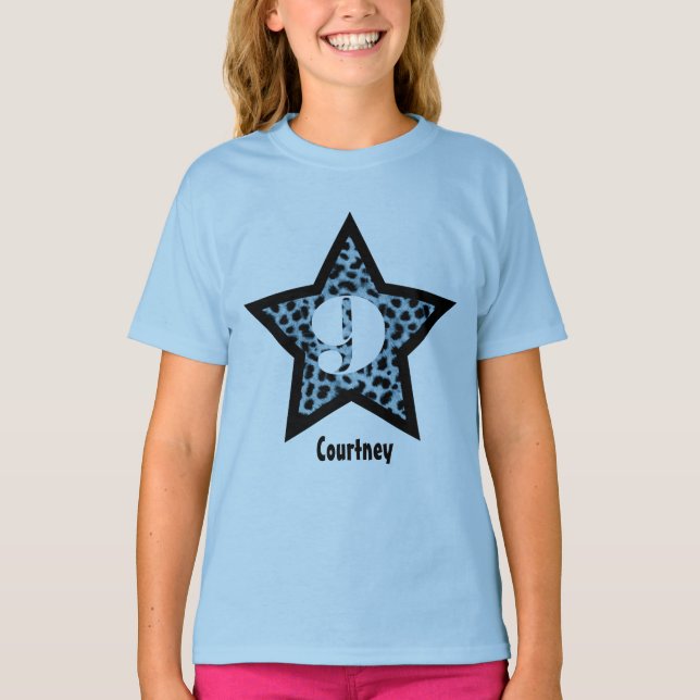 T-shirts 9.º Aniversário, Presente Leopard Star Nome Person (Frente)
