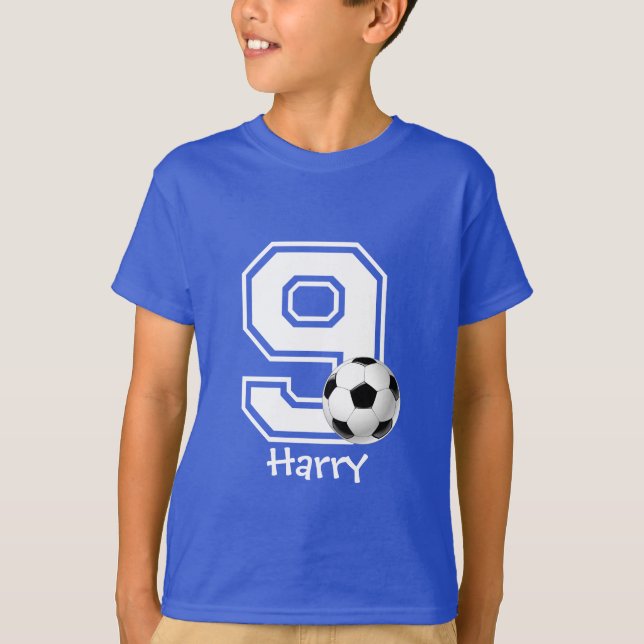 T-shirts 9o Futebol personalized-2 do menino do aniversário (Frente)