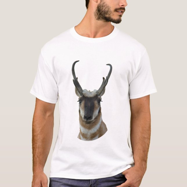 T-shirts A19 Cabeça de antílope-pronghorn macho de face esc (Frente)